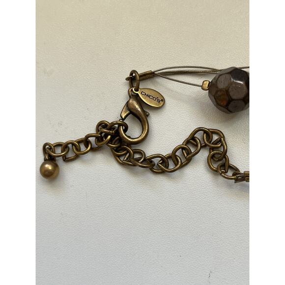 Chico's Antiqued Bronze Layered Multi Strand Necklace Beads 20” - Picture 4 of 6